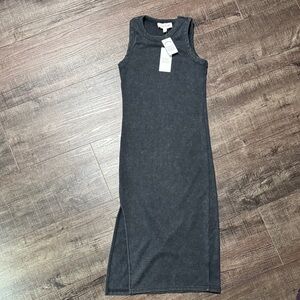 NWT Pink Rose Charcoal Sleeveless Midi Dress